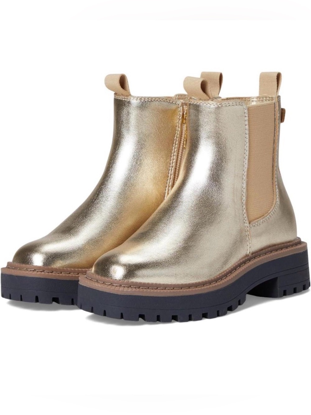 Sam Edelman Lucianna Laguna Chelsea Lug Sole Boot, Metallic Gold, Big Kid Size 4